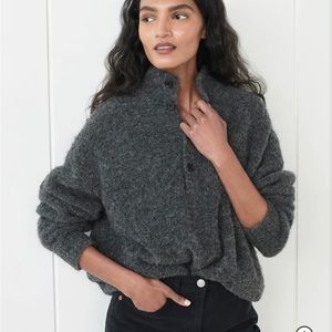 Jenni kayne boucle button pullover charcoal